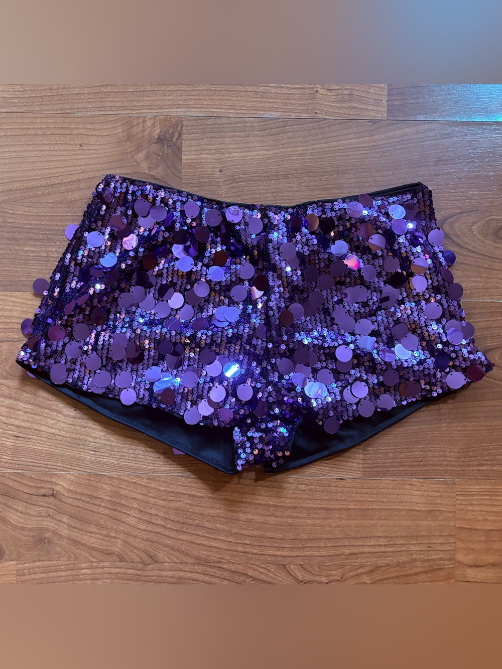 ROMWE Purple Sequin Bike Shorts